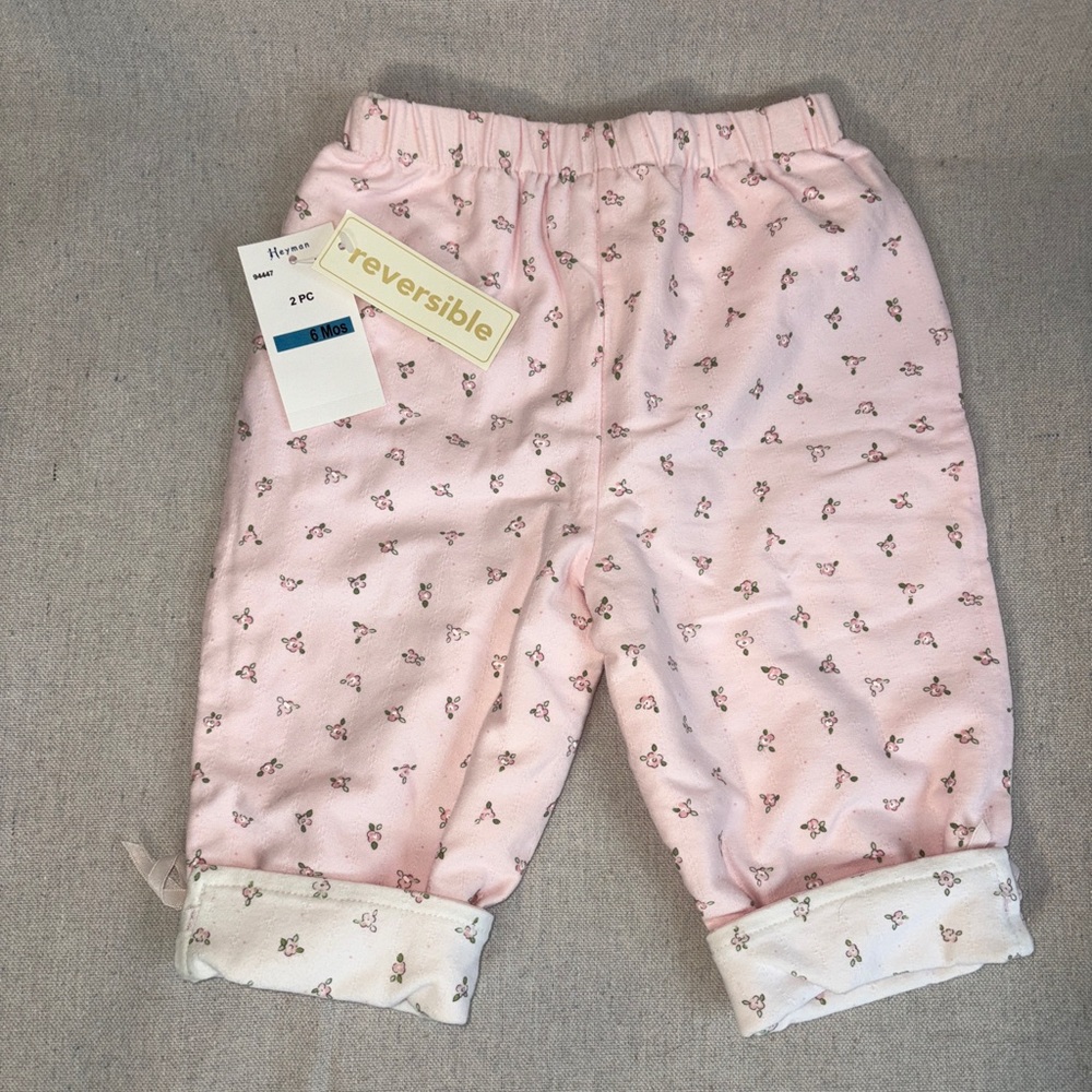 Infant Girls 6 Month Stacy Claire Boyd Pink Reversible Pants NWT!